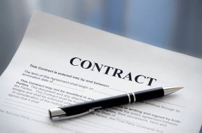 decorative image with the word contract on a piece of paper